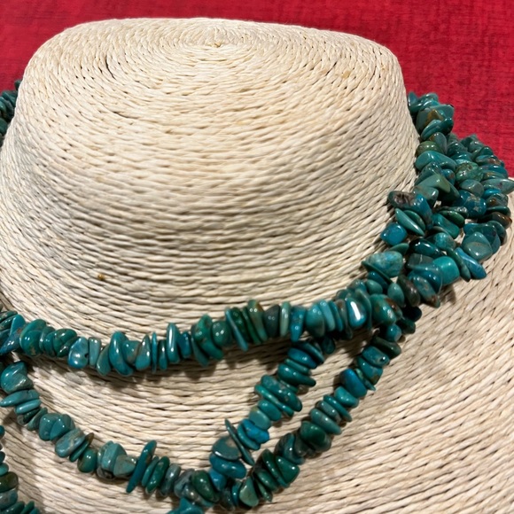 🔵LOVED GENUINE TURQUOISE VINTAGE STERLING SILVER PENDANT MULTI-STRAND NECKLACE - Picture 6 of 12
